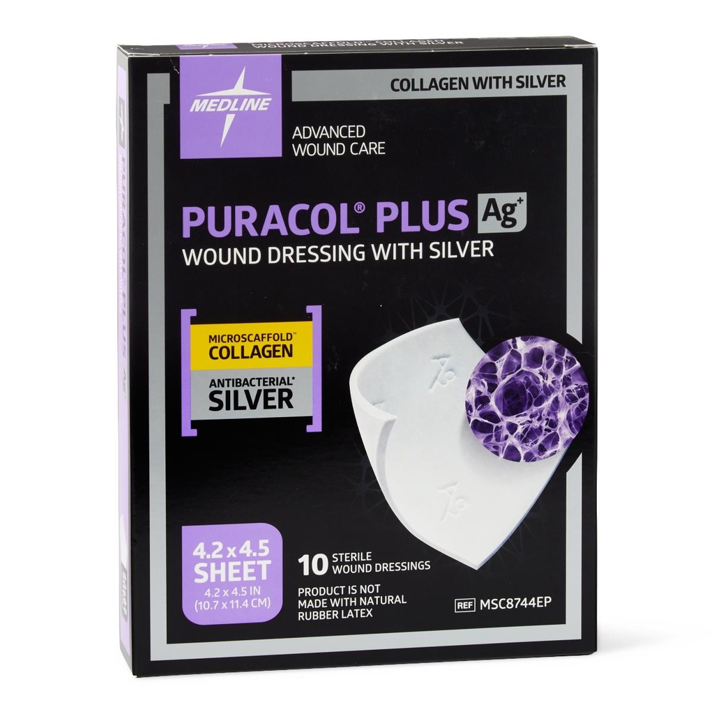 Silver Collagen Dressing Puracol® Plus AG+ 4-1/4 X 4-1/2 Inch Square ...
